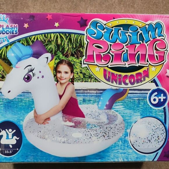 Splash Buddies Pool Glitter Unicorn Inflatable Swim Ring Kids Inner Tube… - Picture 2 of 3